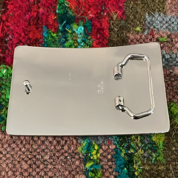 Vintage Chrome and Enamel Queen of Aces Belt Buckle - Picture 2 of 4